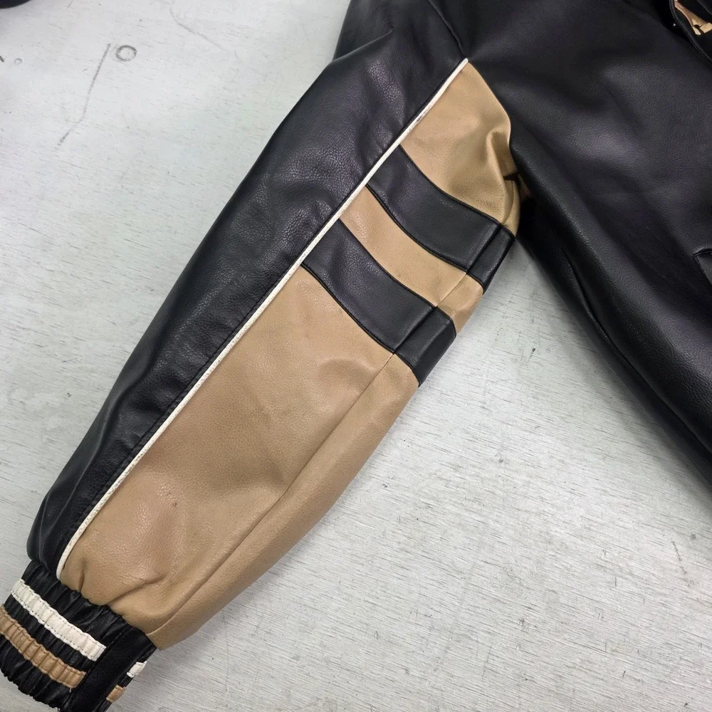 New Orleans Saints Faux Leather Jacket Men's Size L G-III NFL Embroidered Patch